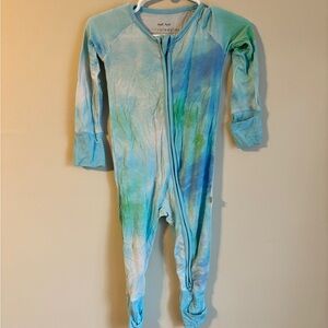 Little Sleepies Blue and Green Tie-Dye Footie